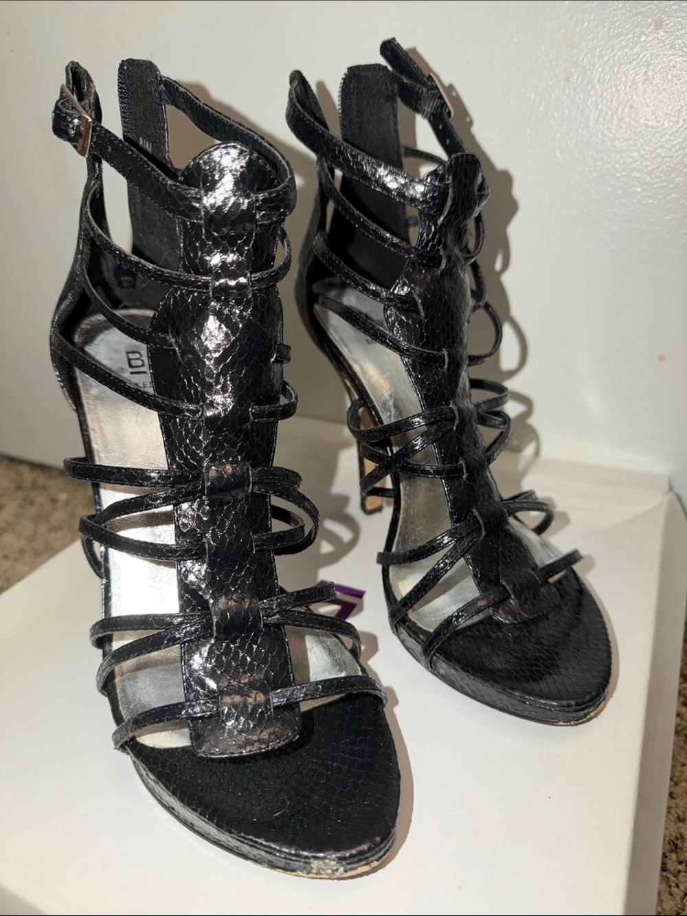 Vintage Y2K Bakers Women's Natalie Black Strappy High-Heel Sandals 8.5M